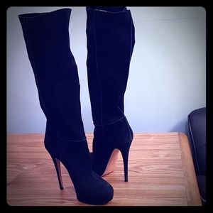Women's Casadei black suede boots size 11 med widt